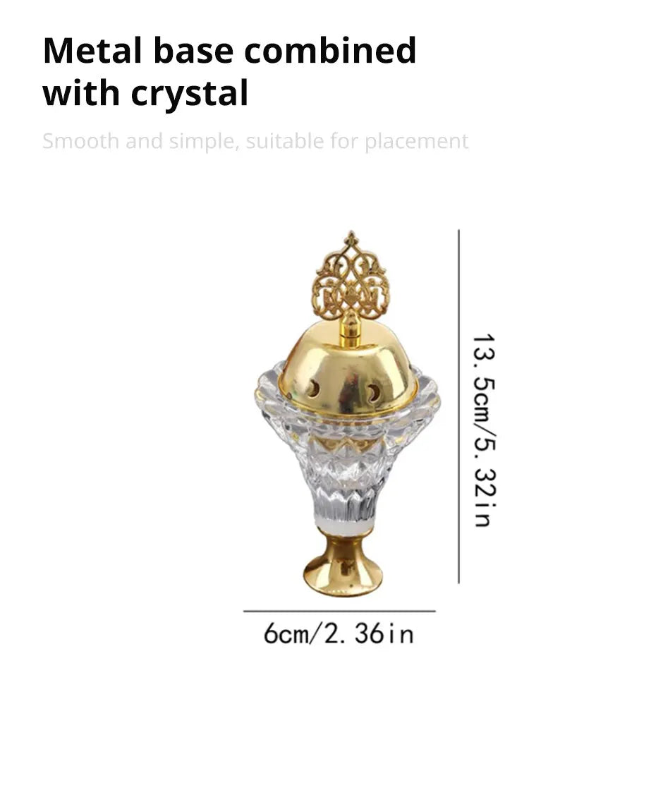 Metal Crystal Incense Burner with Agate Texture