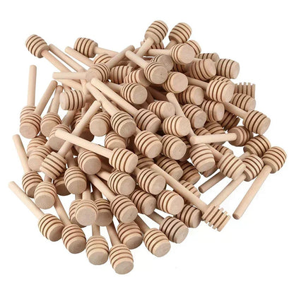 20pcs Durable Wooden Honey Dippers for Bar Mixing and Kitchen Use