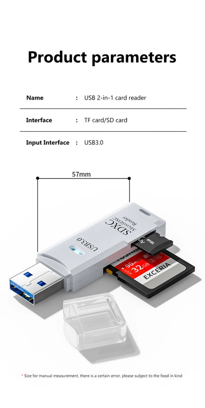 2 in 1 USB 3.0 SD microSD Card Reader