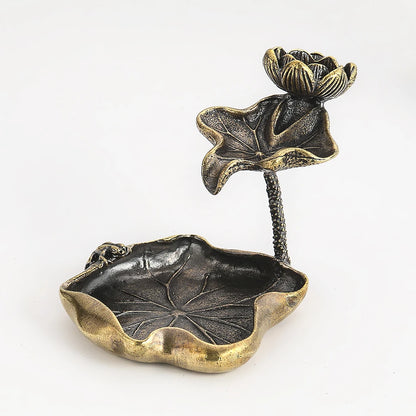 Copper Lotus Leaf Incense Holder