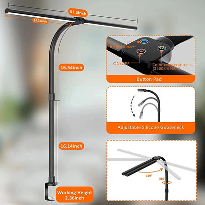 24W LED Desk Lamp with Double Head Design