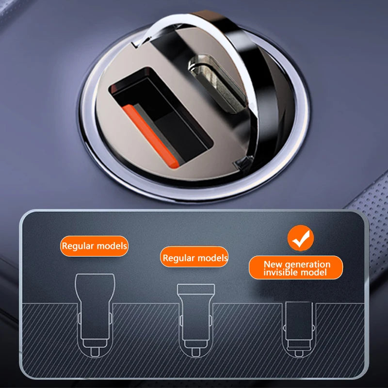 100W Mini Car Charger USB-A + Type-C