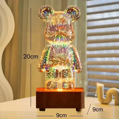 Cute LED Night Light - 3D Firework Bear Projection Lamp