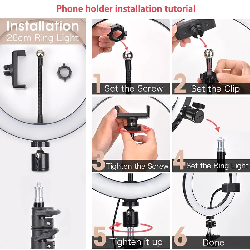 Ring Light Tripod Stick with Rotatable Phone Holder