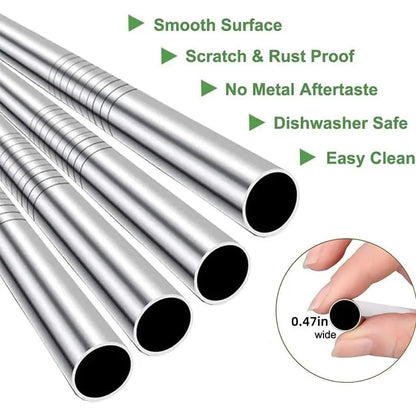 Extra Wide Stainless Steel Boba Straws Set