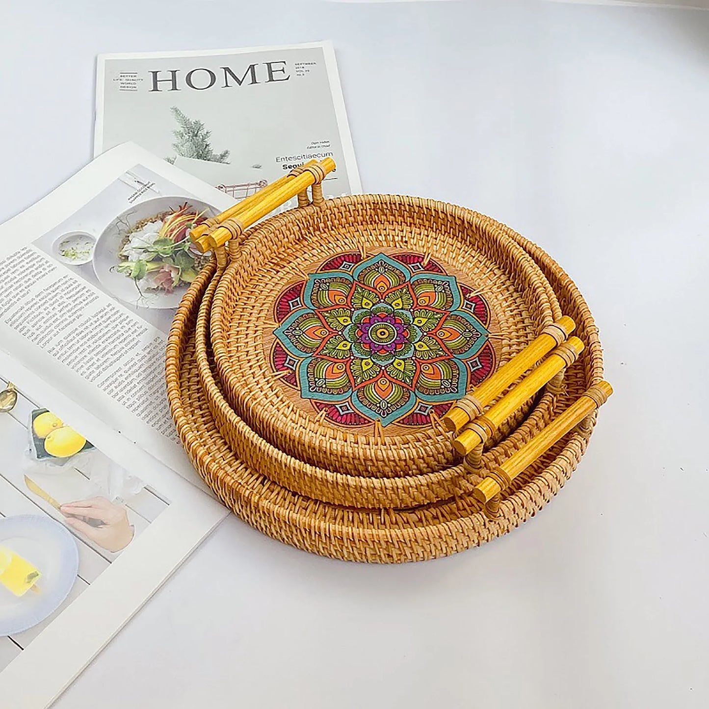 Handwoven Rattan Storage Tray