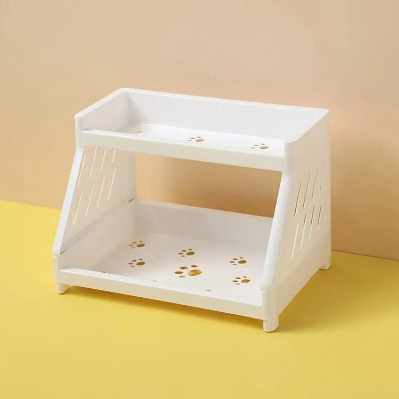 2-Tier Cat's Paw Cutout Design Desktop Organizer