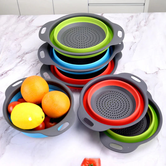 Folding Silicone Drain Basket for Fruit & Vegetable