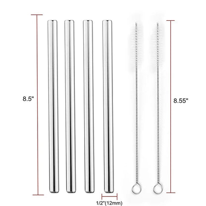 Extra Wide Stainless Steel Boba Straws Set