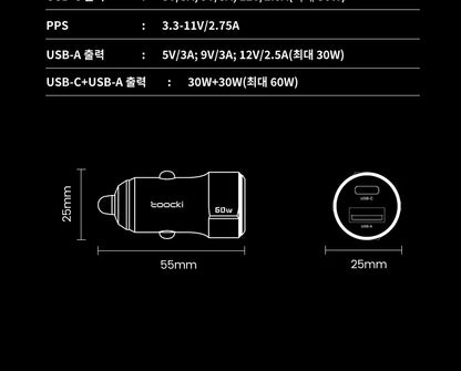 PD 27W - 30W /60W Fast Charging Car Charger