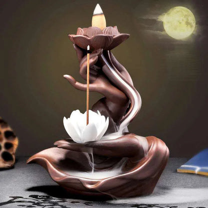 Dragon and Lotus Shape Waterfall Incense Burner