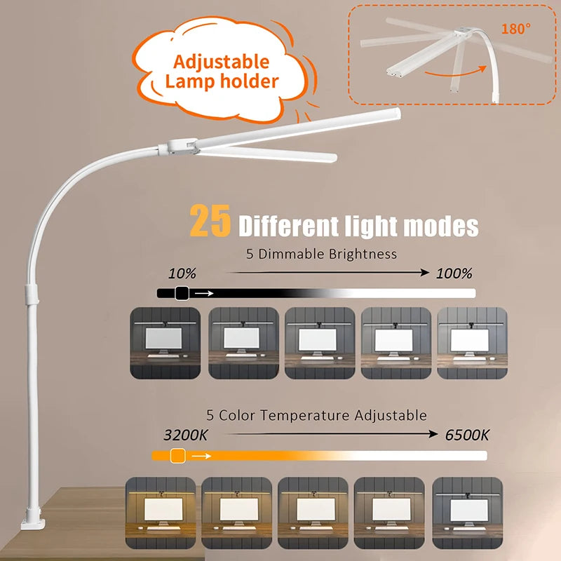 24W LED Desk Lamp with Double Head Design