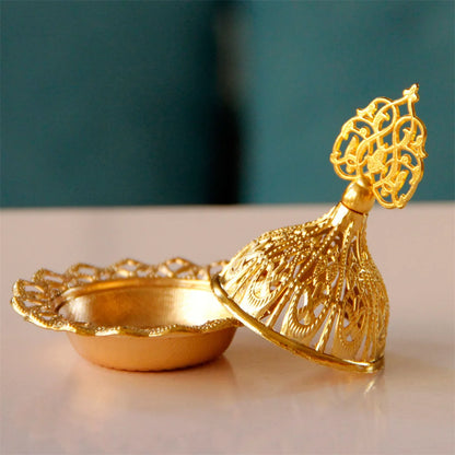 Retro Incense Holder with Crown-Shaped Lid