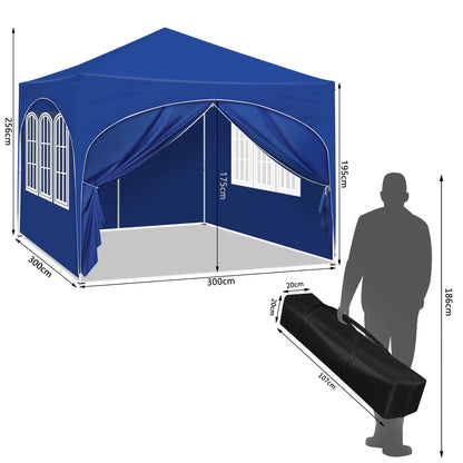 Folding Garden Canopy Tent – 3x3m with 4 Side Walls, UV Protection, and Adjustable Height!