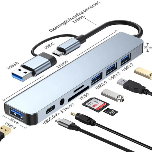 USB A-C Hub Splitter USB-TF/SD-Audio