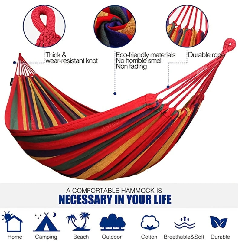 Thick Canvas Hammock – Portable Outdoor Swing for Camping and Relaxation!