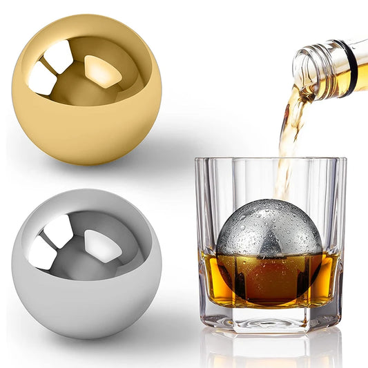 2pcs Reusable Stainless Steel Ice Balls – Chill Whiskey, Wine, and Beer Effortlessly!