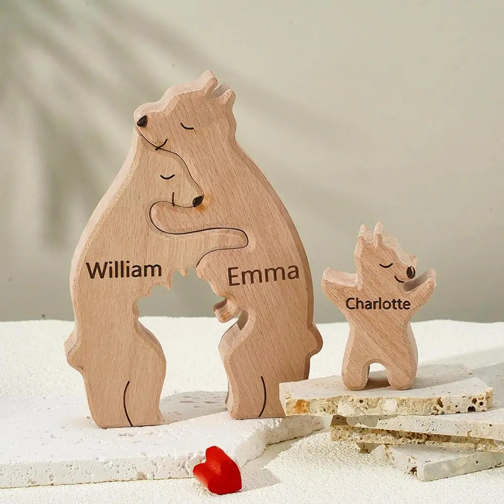 Customizable Wooden Bear Family Puzzle