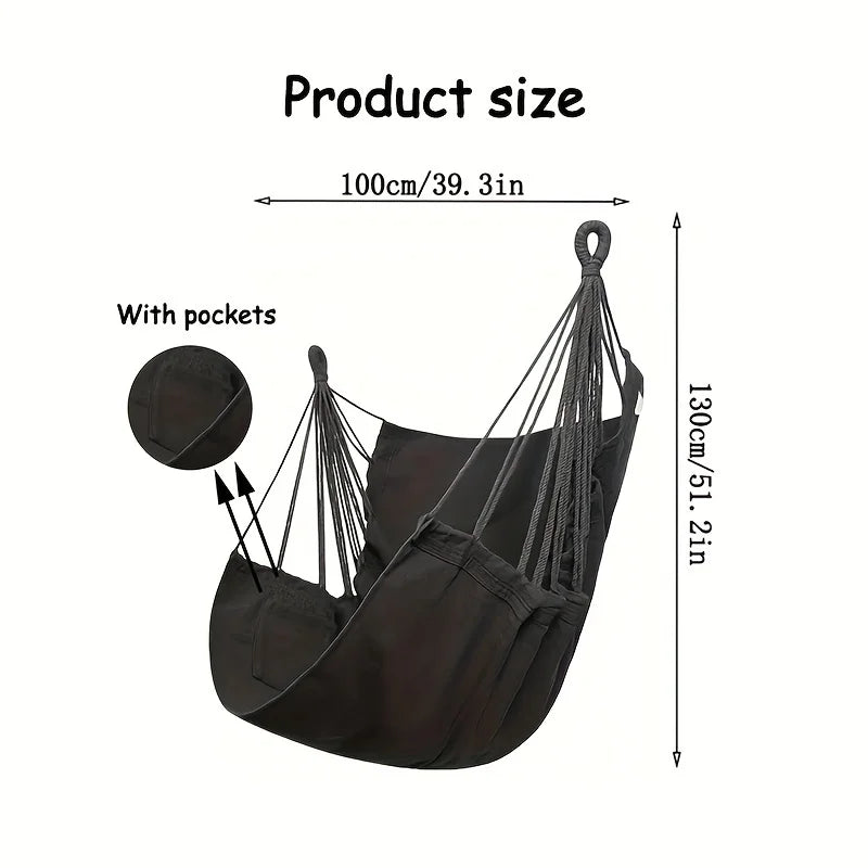 Comfort Canvas Hammock Chair – Relaxing Indoor/Outdoor Swing with Sturdy Tie Ropes