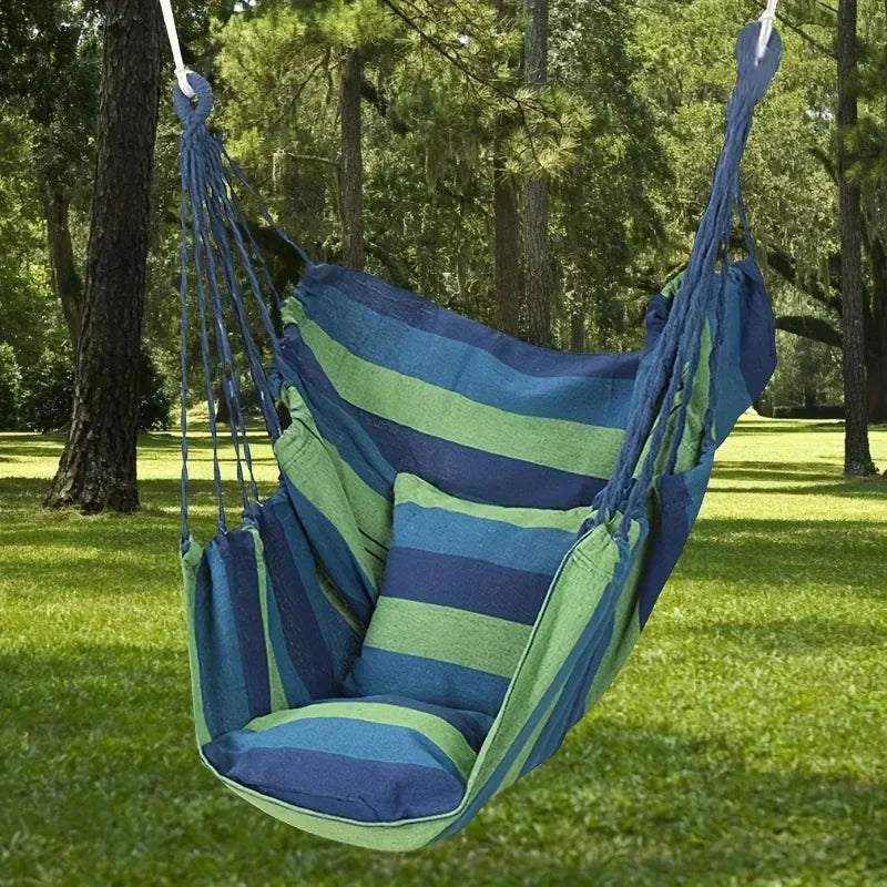 Outdoor Hammock Chair – Canvas Leisure Swing with Storage Bag, without Pillow or Cushion!