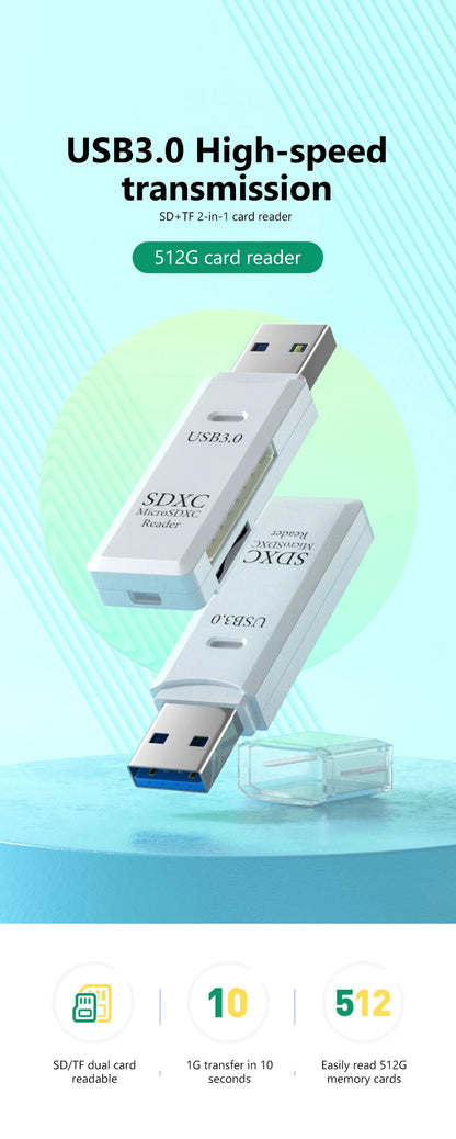 2 in 1 USB 3.0 SD microSD Card Reader