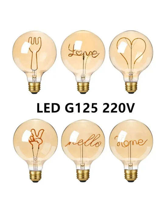 Personalized G125 Soft Filament Bulb – LOVE HOME Decorative Lamp, Warm Yellow, E27, 220V