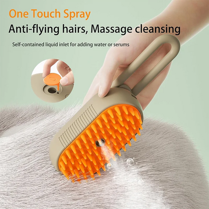 Electric Pet Grooming Brush: 3-in-1 Hair Removal, Steam Spray & Massage