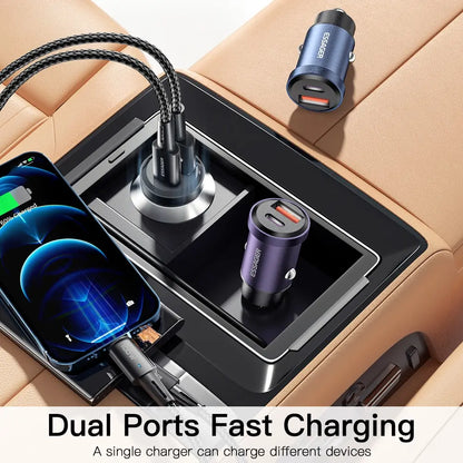 30W/5A QC USB-A / Type-C Car Charger