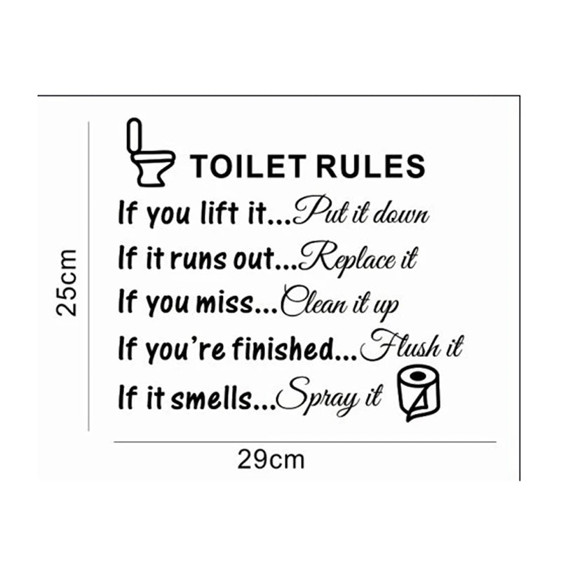 Toilet Rules Removable Viny Sticker