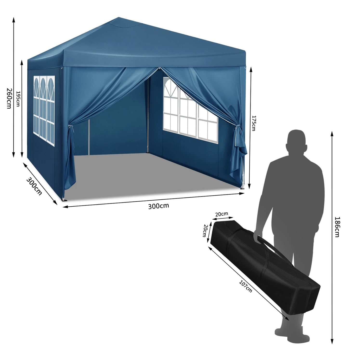 Foldable 3x3m Canopy Tent – Waterproof UV Sun Protection with Carry Bag!